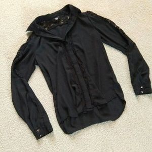 3 for $15 black lace button down top